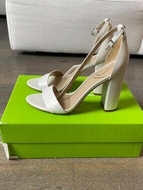 BRAND NEW Sam Edelman Yaro Block Heel Sandal in Modern Ivory Leather